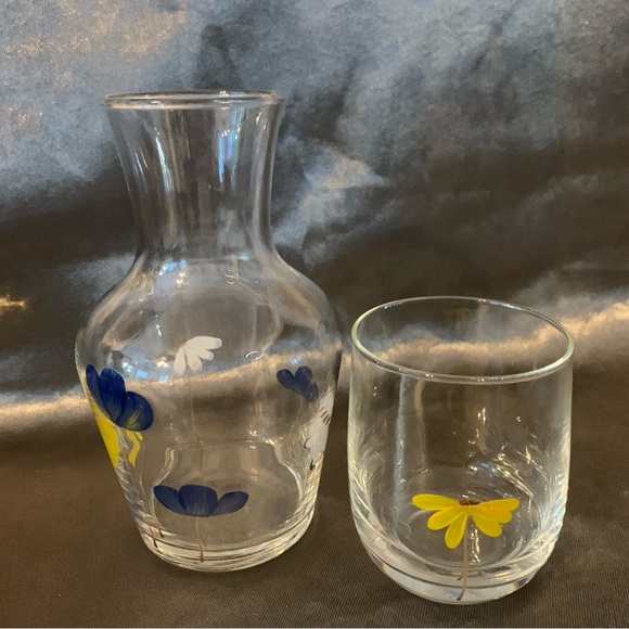 Vintage glass Bedside Night Carafe Pitcher and Tumbler Glass Set - Picture 2 of 8